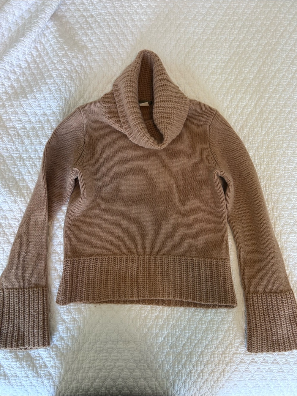 Vintage 90s J.Crew 100% Wool Camel Cowl Neck Sweater J. Crew 1990s